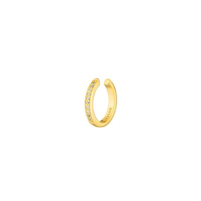 Basic earcuff with zirconia, 10 mm, 18 k yellow gold plated