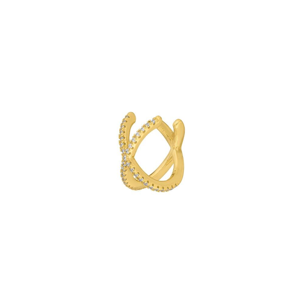 Earcuff Croce CZ, placcato oro giallo 18 carati