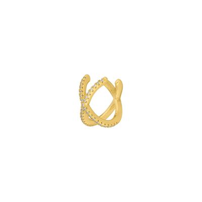 Earcuff Cross CZ, 18K yellow gold plated