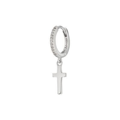 Single creole CROSS/zirconia, 925 sterling silver