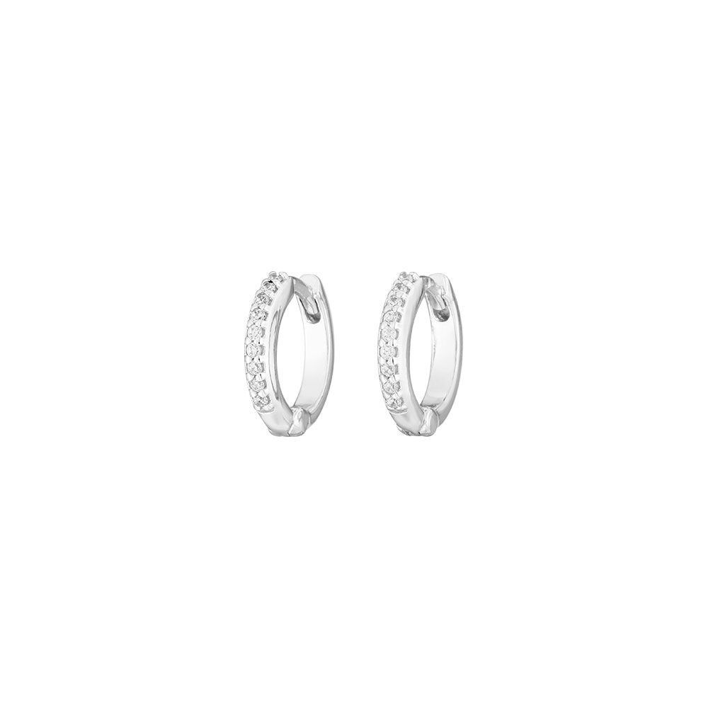 Mini hoop earrings with zirconia, 925 sterling silver