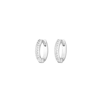 Mini hoop earrings with zirconia, 925 sterling silver