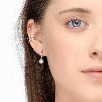 Earcuff Cross CZ, argent sterling 925, plaqué rhodium 3