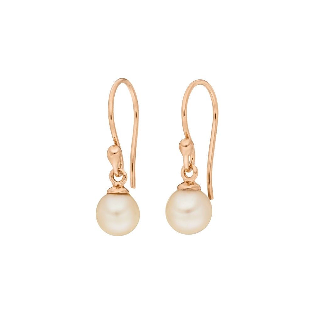 Ohrringe Rain Drop Perle, 18 K Rosegold vergoldet