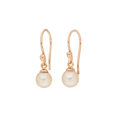 Rain drop pearl earrings, 18k rose gold plated