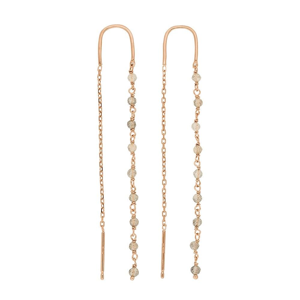 Pendientes Rainbow, labradorita, baño de oro rosa de 18k