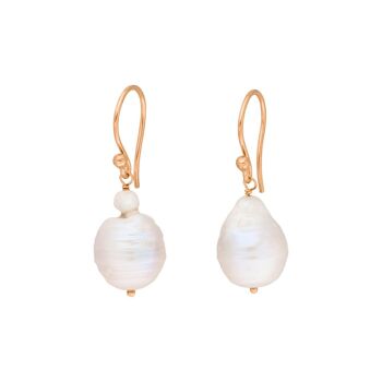 Boucles d'oreilles perles baroques, plaqué or rose 18 carats 1