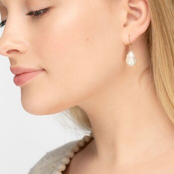 Boucles d'oreilles perles baroques, plaqué or rose 18 carats 2
