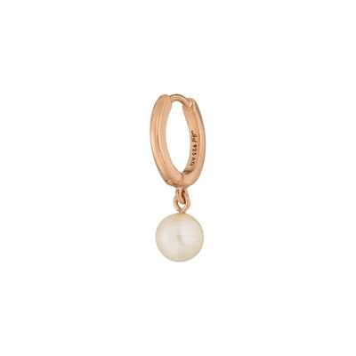 Single Creole PEARL, 18K rose gold plated
