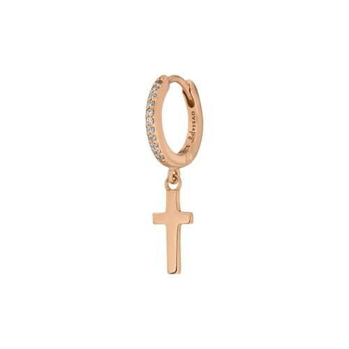 Single Creole CROSS/Zirkonia, 18 K Rosegold vergoldet