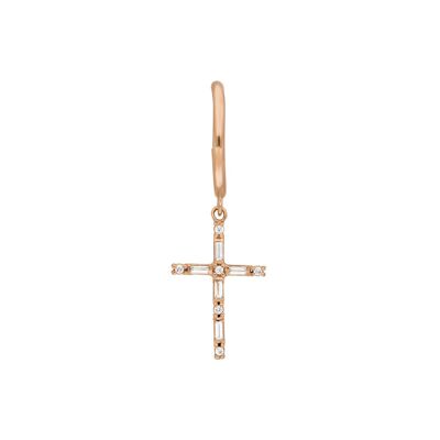 Single creole SPARKLE CROSS, 18K rose gold plated