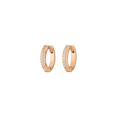 Mini hoop earrings with zirconia, 18K rose gold plated