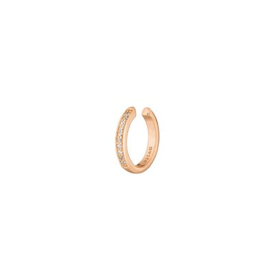 Earcuff Basic con circonitas, 10 mm, baño de oro rosa de 18 K