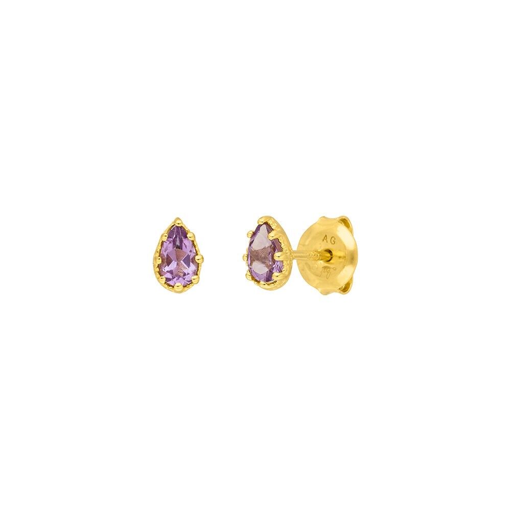 Ohrstecker Drop, Amethyst, 18 K Gelbgold vergoldet