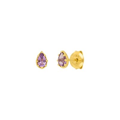 Ohrstecker Drop, Amethyst, 18 K Gelbgold vergoldet