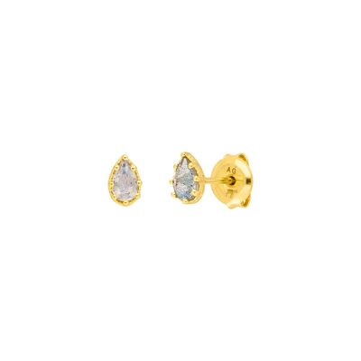 Drop earrings, labradorite, 18k yellow gold plated