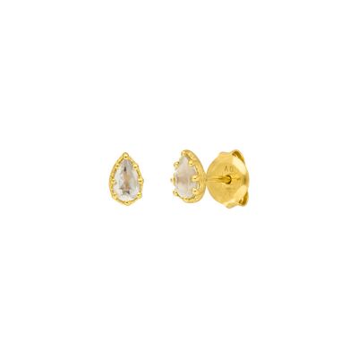 Ear studs Drop, Prehnite, 18 K yellow gold plated