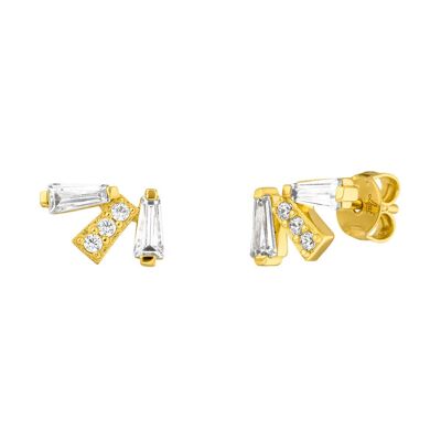 CRYSTAL ear studs, 18 k yellow gold plated