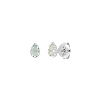 Clous d'oreilles goutte, calcédoine aqua, argent sterling 925