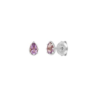 Ohrstecker Drop, Amethyst, 925 Sterlingsilber