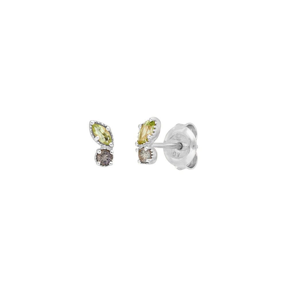 Ear studs Two Gems, peridot, 925 sterling silver