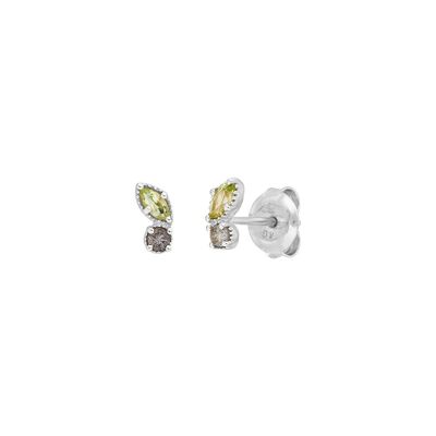 Ear studs Two Gems, peridot, 925 sterling silver