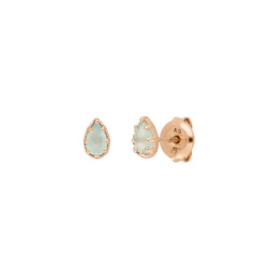 Drop Earrings, Aqua Chalcedony, 18K Rose Gold Plated