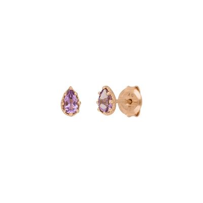 Drop earrings, amethyst, 18k rose gold plated
