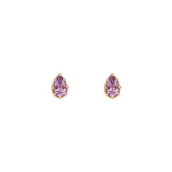 Boucles d'oreilles pendantes, améthyste, plaqué or rose 18 carats 2