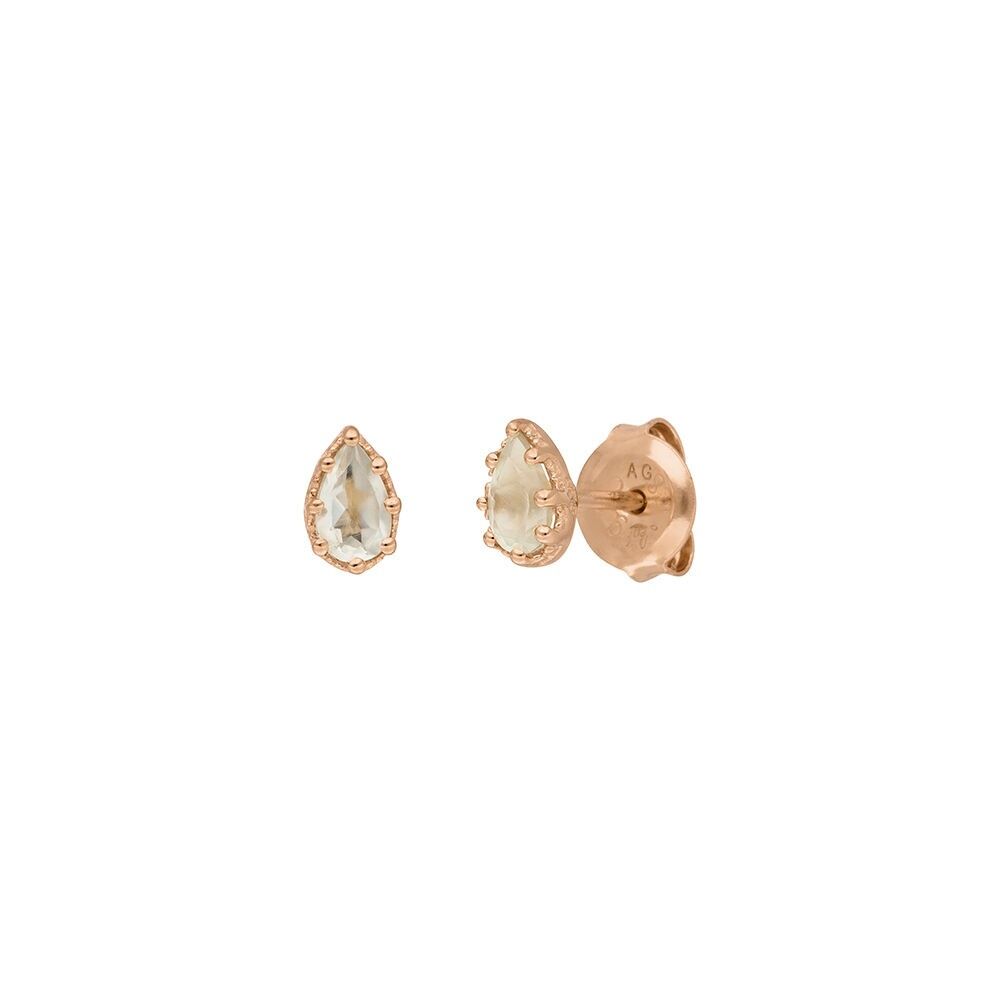 Ohrstecker Drop, Prehnit, 18 K Rosegold vergoldet