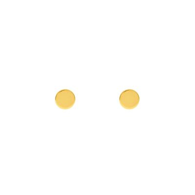 Pendientes de botón MINI, redondos, chapados en oro amarillo de 18 K