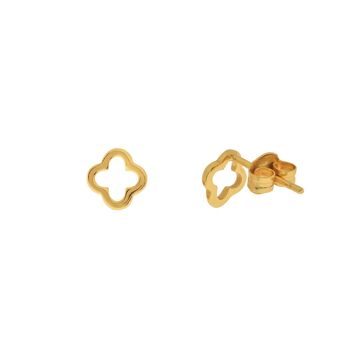 Clous d'oreilles MINI Trèfle, plaqué or jaune 18 carats 2