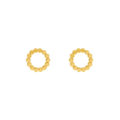 Ball ring ear studs, gold-plated in 18 k yellow gold