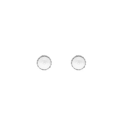 Pendientes de botón con perla, plata de ley 925