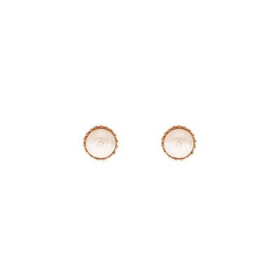 Stud earrings with pearl, 18K rose gold plated