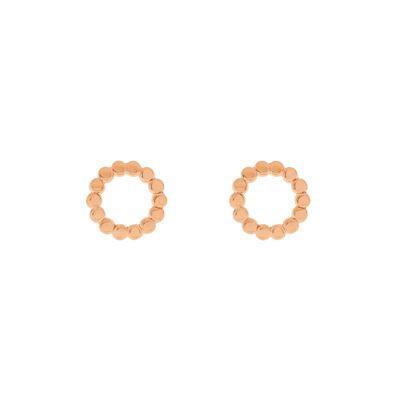Ear studs ball ring, 18 K rose gold plated