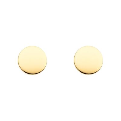 Ear studs polished 8mm, 18K yellow gold plated