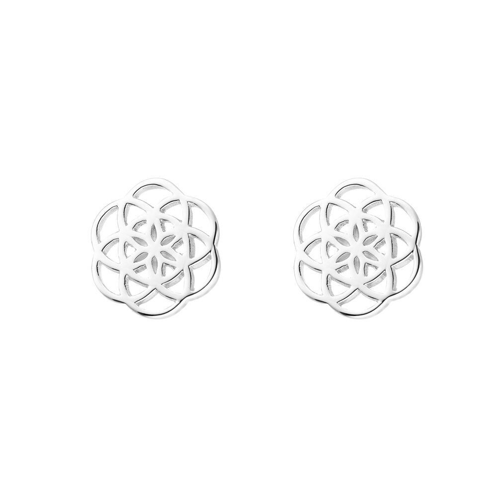 Pendientes flor de la vida, plata de ley 925