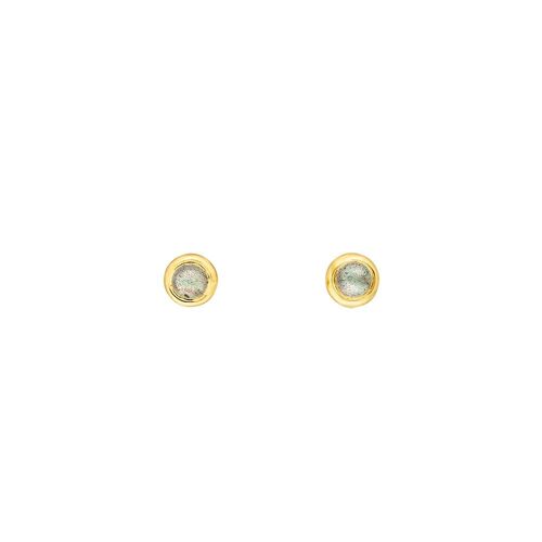 Ohrstecker Pure Labradorit, 3mm, 18 K Gelbgold vergoldet