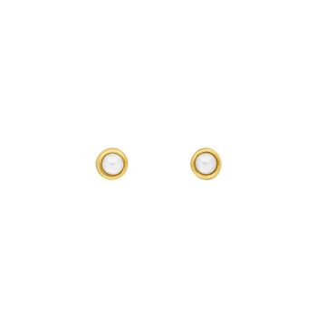 Puces d'oreilles en pure perle, 3 mm, plaquées or jaune 18 carats 1