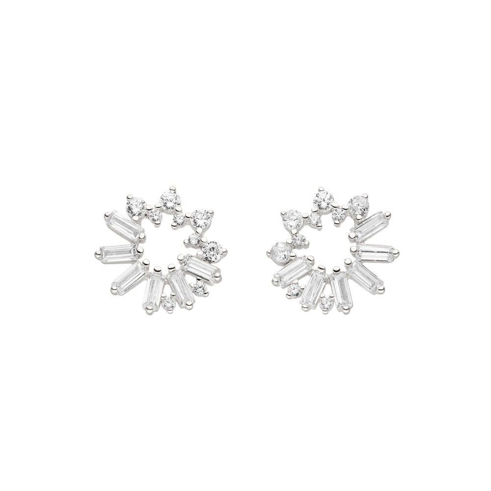 Ohrstecker CUBE FLOWER, Zirkonia, 925 Sterlingsilber, rhodiniert