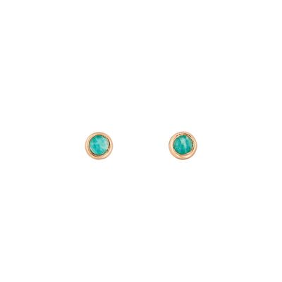 Studs Pure Amazonite, 3mm, 18K rose gold plated