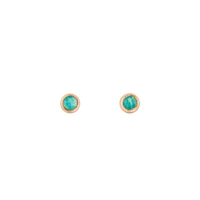 Clous d'oreilles Pure Amazonite, 3 mm, plaqués or rose 18 carats