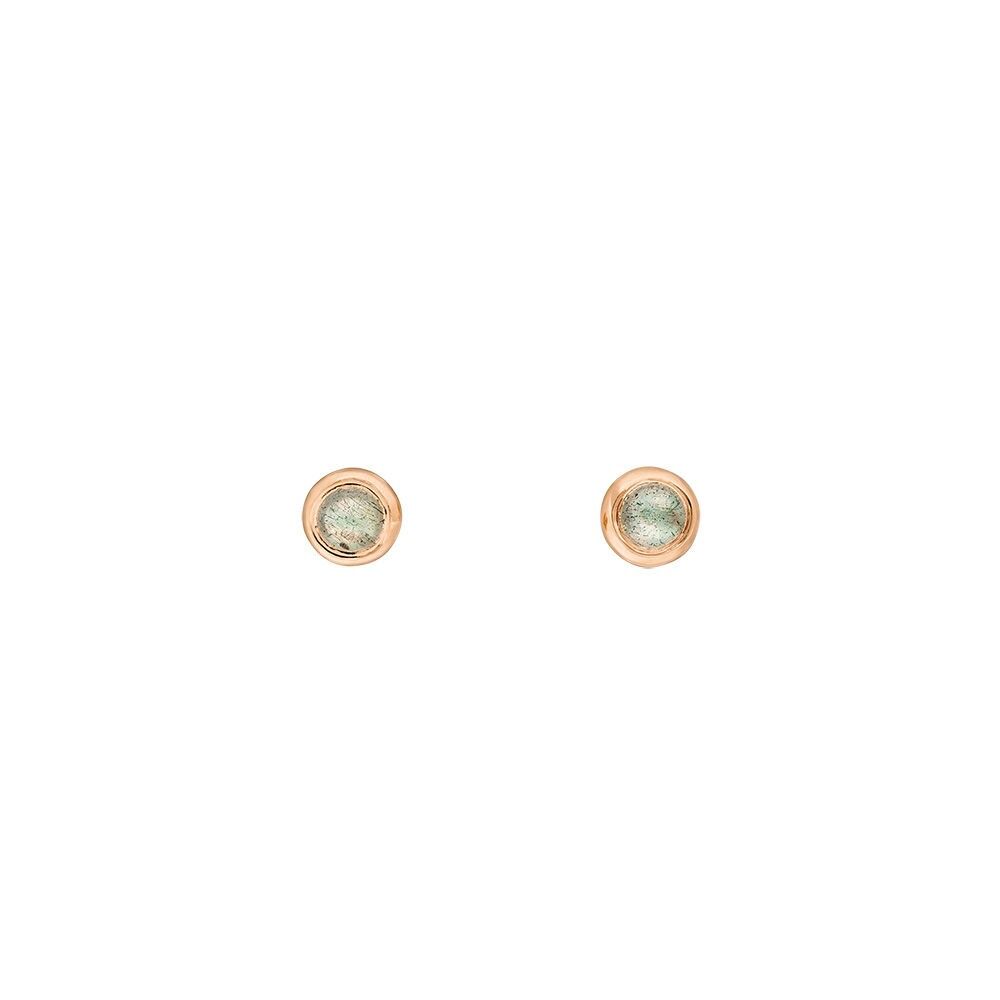 Ohrstecker Pure Labradorit, 3mm, 18 K Rosegold vergoldet
