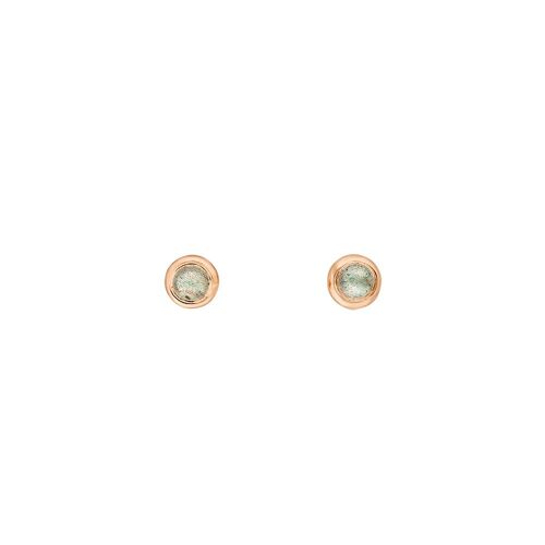 Ohrstecker Pure Labradorit, 3mm, 18 K Rosegold vergoldet