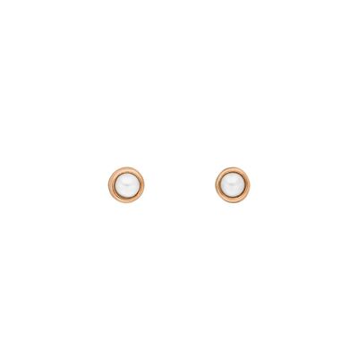 Pure pearl ear studs, 3mm, 18K rose gold plated