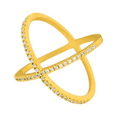 Ring X Criss-Cross, 18K yellow gold plated