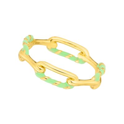 Ring Neon Twist, 18K yellow gold plated, green - Size 54