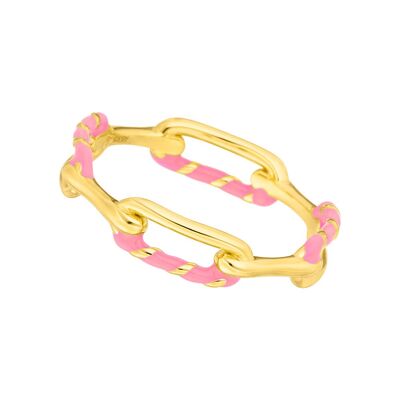 Ring Neon Twist, 18K yellow gold plated, pink