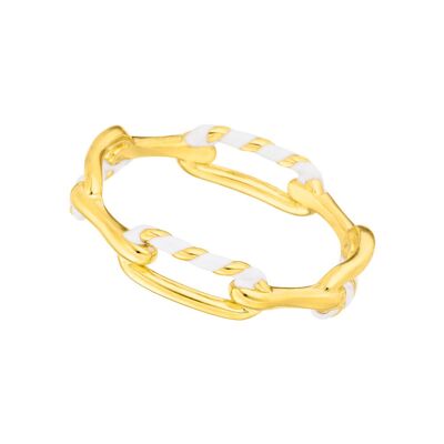 Ring Neon Twist, 18 K yellow gold plated, white - Size 58